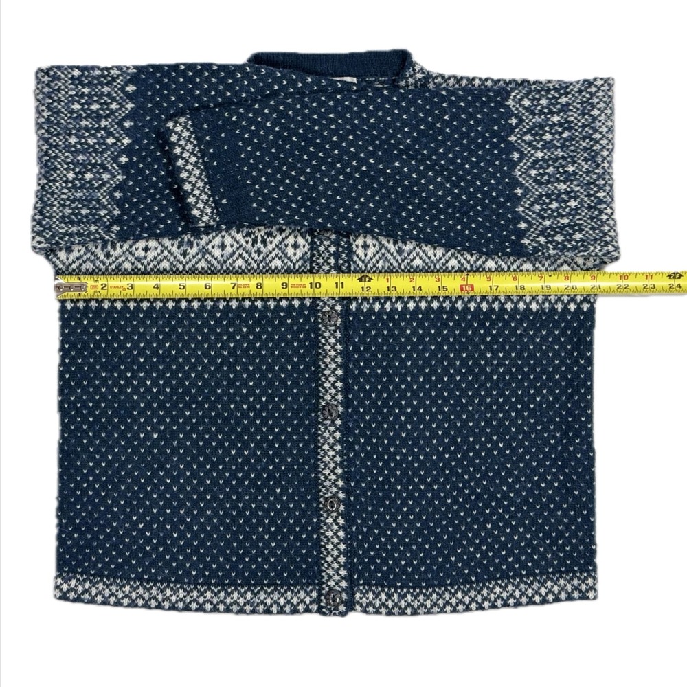 Alpaca Imprts Alpaca Wool blue white fair isle knit cardigan sweater women large - Picture 4 of 7